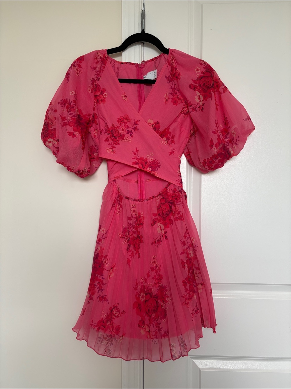 ASOS Petite Pink Floral Mini Dress with Cutout